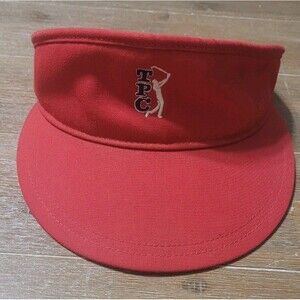 Vintage 80s TPC Red New Era Visor  Hat Made In USA Golf Cap Adjustable Golfing